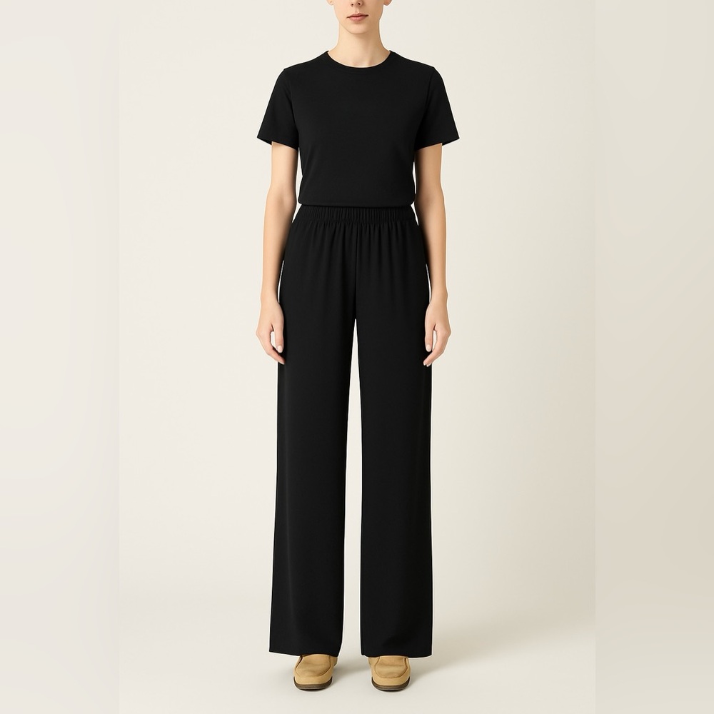 Gai Mattiolo Black Wide Leg Trousers High Rise Tailored Pants Size S